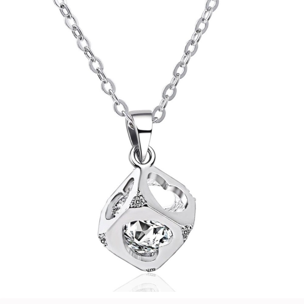 Swarovski Heart Cube Pendant Necklace